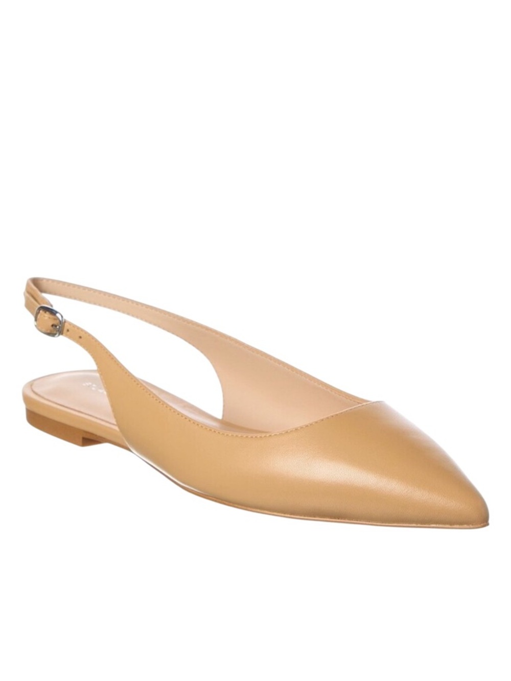 NEW Stuart Weitzman Mara Slingback Flats Tan Leather | Minimalist | MSRP $395